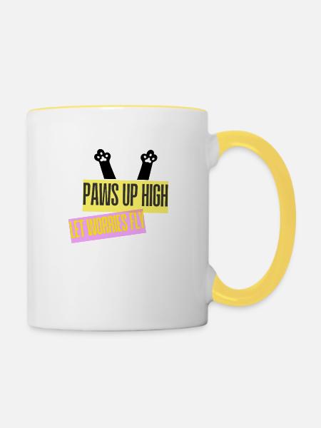PAWS UP HIGH - Tasse zweifarbig - Weiß/Gelb