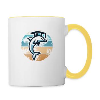 Clever Dolphin – Graduation et éducation - Mug contrasté - blanc/jaune - Droite