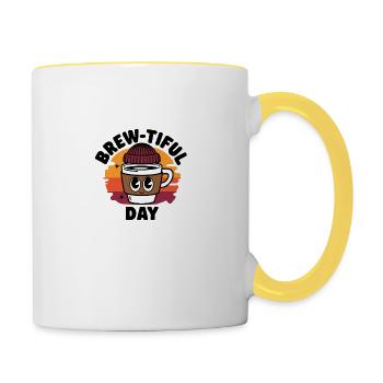 Café de jour infusé - Mug contrasté - blanc/jaune - Droite
