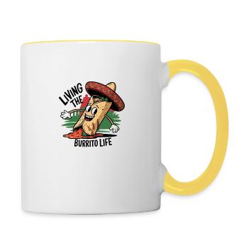 Vivre la vie de burrito - Funny Foodie - Mug contrasté - blanc/jaune - Droite
