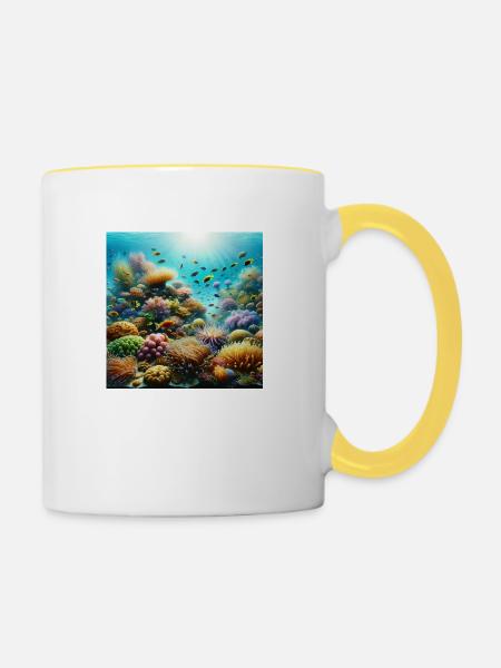 Korallenriff - Tasse zweifarbig - Weiß/Gelb