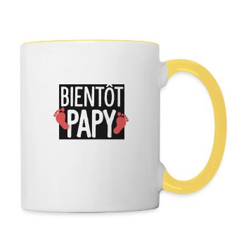 Bald Opa Geschenk Zukunft Opa - Tasse zweifarbig - Weiß/Gelb - Rechts