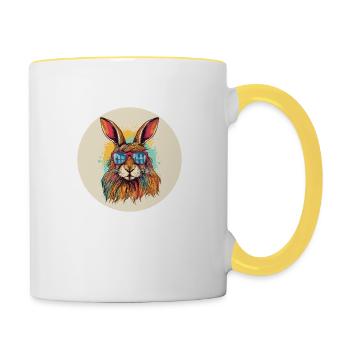 Hase - Tasse zweifarbig - Weiß/Gelb - Rechts