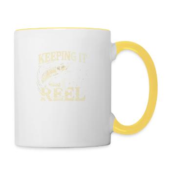 Immer am Ball bleiben - Tasse zweifarbig - Weiß/Gelb - Rechts