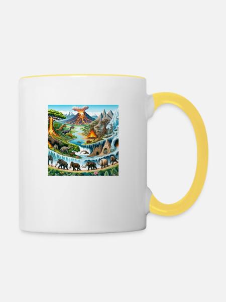 Gemälde Urzeit - Tasse zweifarbig - Weiß/Gelb