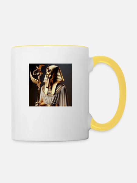 3D Pharao - Tasse zweifarbig - Weiß/Gelb
