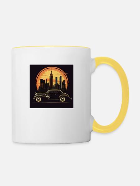 New York - Tasse zweifarbig - Weiß/Gelb