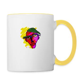 Maske - Tasse zweifarbig - Weiß/Gelb - Rechts