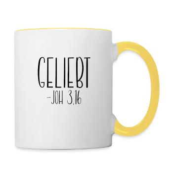 geliebt - Tasse zweifarbig - Weiß/Gelb - Rechts