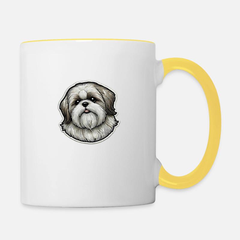 Shih Tzu mignon - Mug contrasté - blanc/jaune