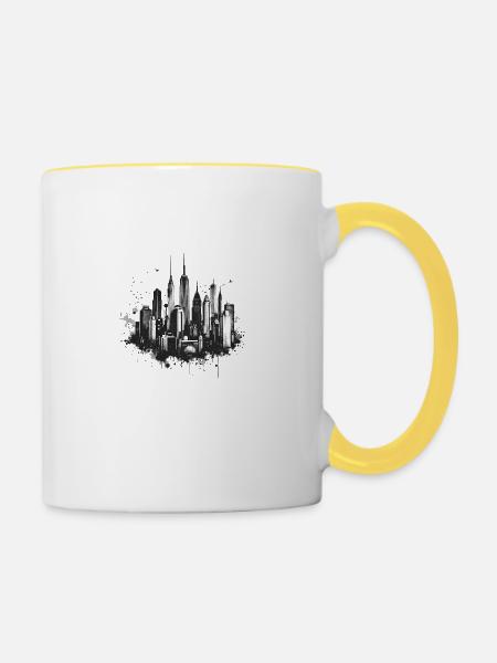 Skyline - Tasse zweifarbig - Weiß/Gelb