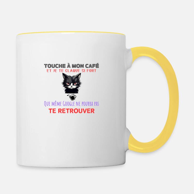 Touche pas à mon café - Mug contrasté - blanc/jaune
