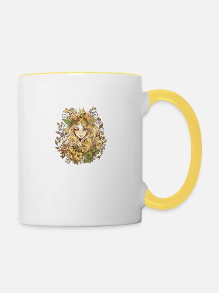 Waldfee - Tasse zweifarbig - Weiß/Gelb