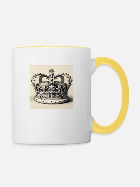 Grosse Krone - Tasse zweifarbig - Weiß/Gelb