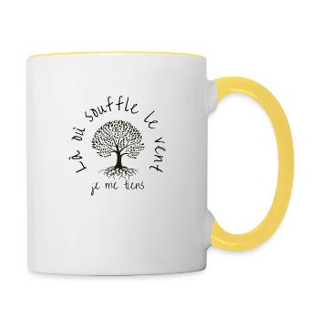 Là où souffle le vent, je me tiens ! vêtements bio - Mug contrasté - blanc/jaune - Droite