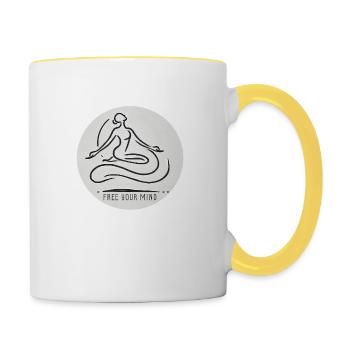 free your mind - Tasse zweifarbig - Weiß/Gelb - Rechts