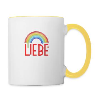 LOVE + RAINBOW - Contrasting Mug - white/yellow - Right