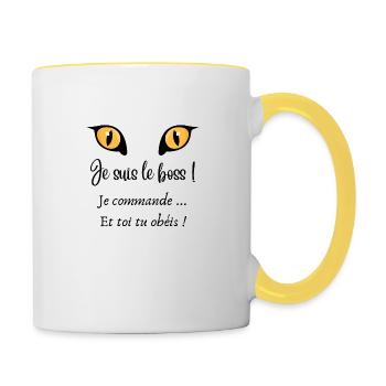 c'est qui le patron - Mug contrasté - blanc/jaune - Droite