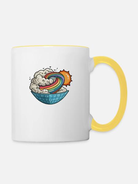 Mathematischer Wirbel Sonne - Tasse zweifarbig - Weiß/Gelb