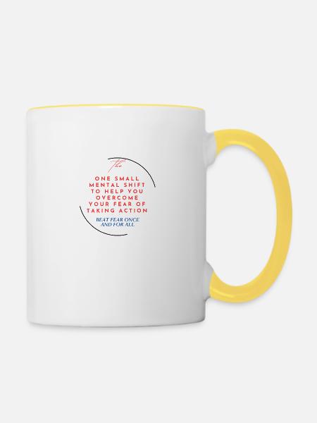 Überwindung der Angst - Tasse zweifarbig - Weiß/Gelb