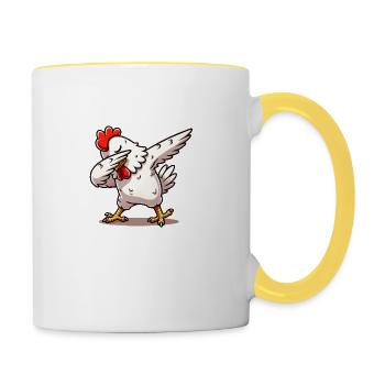 dabber du poulet - Mug contrasté - blanc/jaune - Droite