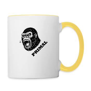 Gorille en colère - PRIMAL Design - Mug contrasté - blanc/jaune - Droite