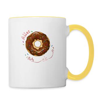 Donut Schoko - Tasse zweifarbig - Weiß/Gelb - Rechts