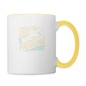 Ich könnte ein gutes Paddeln gebrauchen - Tasse zweifarbig - Weiß/Gelb - Rechts