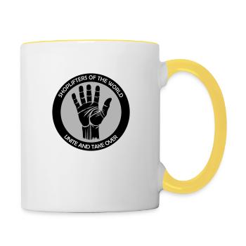 Ladendiebe schließen sich zusammen - Tasse zweifarbig - Weiß/Gelb - Rechts