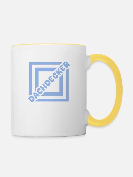 Dachdecker - Tasse zweifarbig - Weiß/Gelb