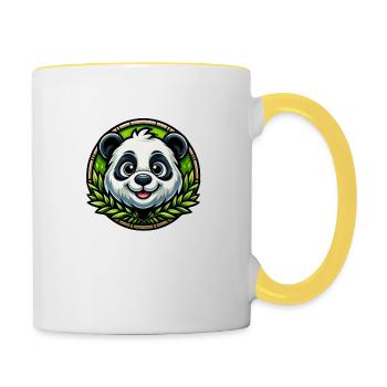 Panda Bär - Tasse zweifarbig - Weiß/Gelb - Rechts