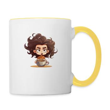Mama braucht Kaffee - Tasse zweifarbig - Weiß/Gelb - Rechts