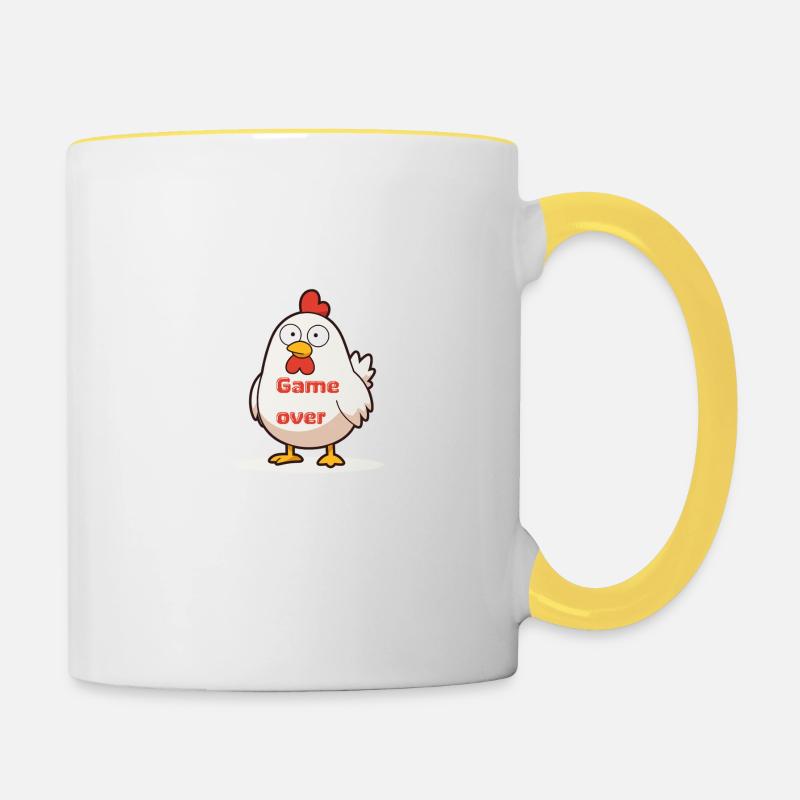 Jeu de poulet blanc - Mug contrasté - blanc/jaune