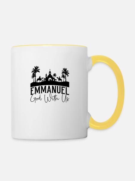 Emmanuel god with us - Tasse zweifarbig - Weiß/Gelb