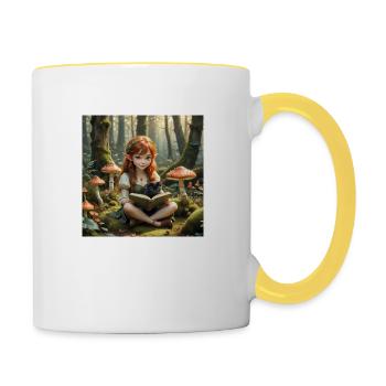 Elfe aux champignons - Mug contrasté - blanc/jaune - Droite