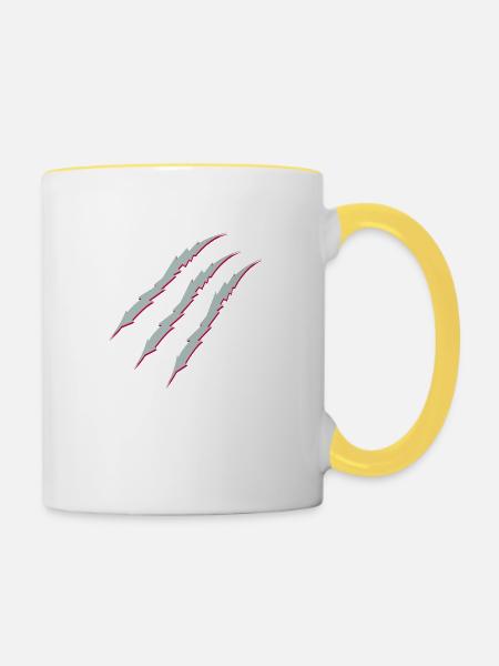 krallen - Tasse zweifarbig - Weiß/Gelb