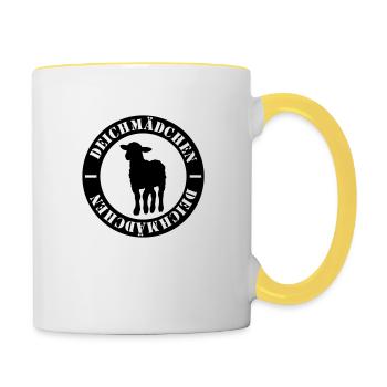 Deichmädchen - Küstenkind Deine Liebe zur Küste! - Tasse zweifarbig - Weiß/Gelb - Rechts