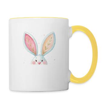 Oreilles de lapin de Pâques mignonnes - Mug contrasté - blanc/jaune - Droite