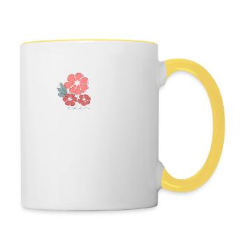 Lettre d fleurs minimalistes - Mug contrasté - blanc/jaune - Droite