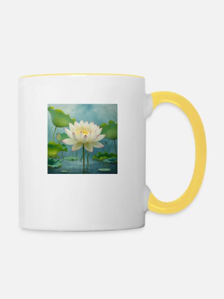 Lotusblüte - Tasse zweifarbig - Weiß/Gelb
