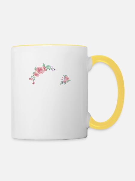 Brief und Blumen - Tasse zweifarbig - Weiß/Gelb