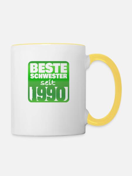 1990 - Tasse zweifarbig - Weiß/Gelb
