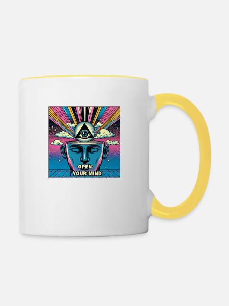 Ein drittes Auge - Tasse zweifarbig - Weiß/Gelb