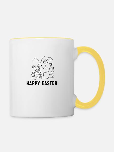 Happy Easter - Tasse zweifarbig - Weiß/Gelb