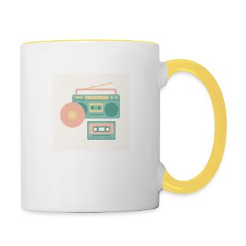 80er Jahre Musik - Tasse zweifarbig - Weiß/Gelb - Rechts