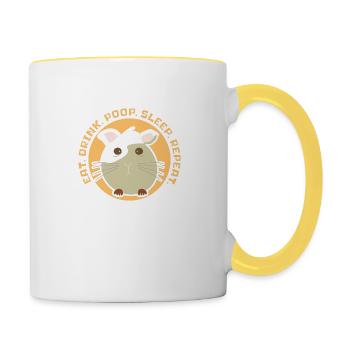 Cochon D'inde eat, drink, poop, sleep, repeat - Mug contrasté - blanc/jaune - Droite