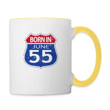 Born in June 1955 - Contrasting Mug - white/yellow - Right