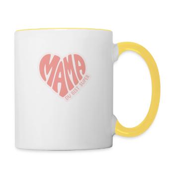 Mama du bist super - Tasse zweifarbig - Weiß/Gelb - Rechts
