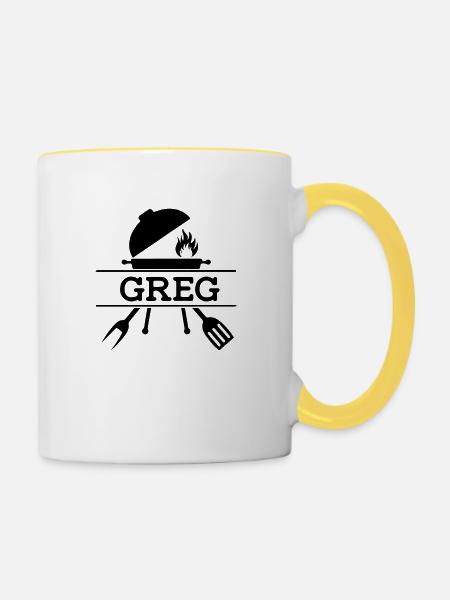 Grill Greg - Tasse zweifarbig - Weiß/Gelb