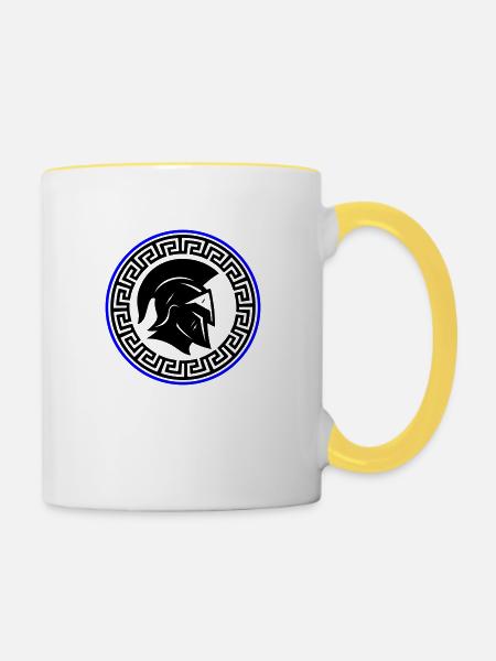 Spartaner Helm Symbol - Tasse zweifarbig - Weiß/Gelb